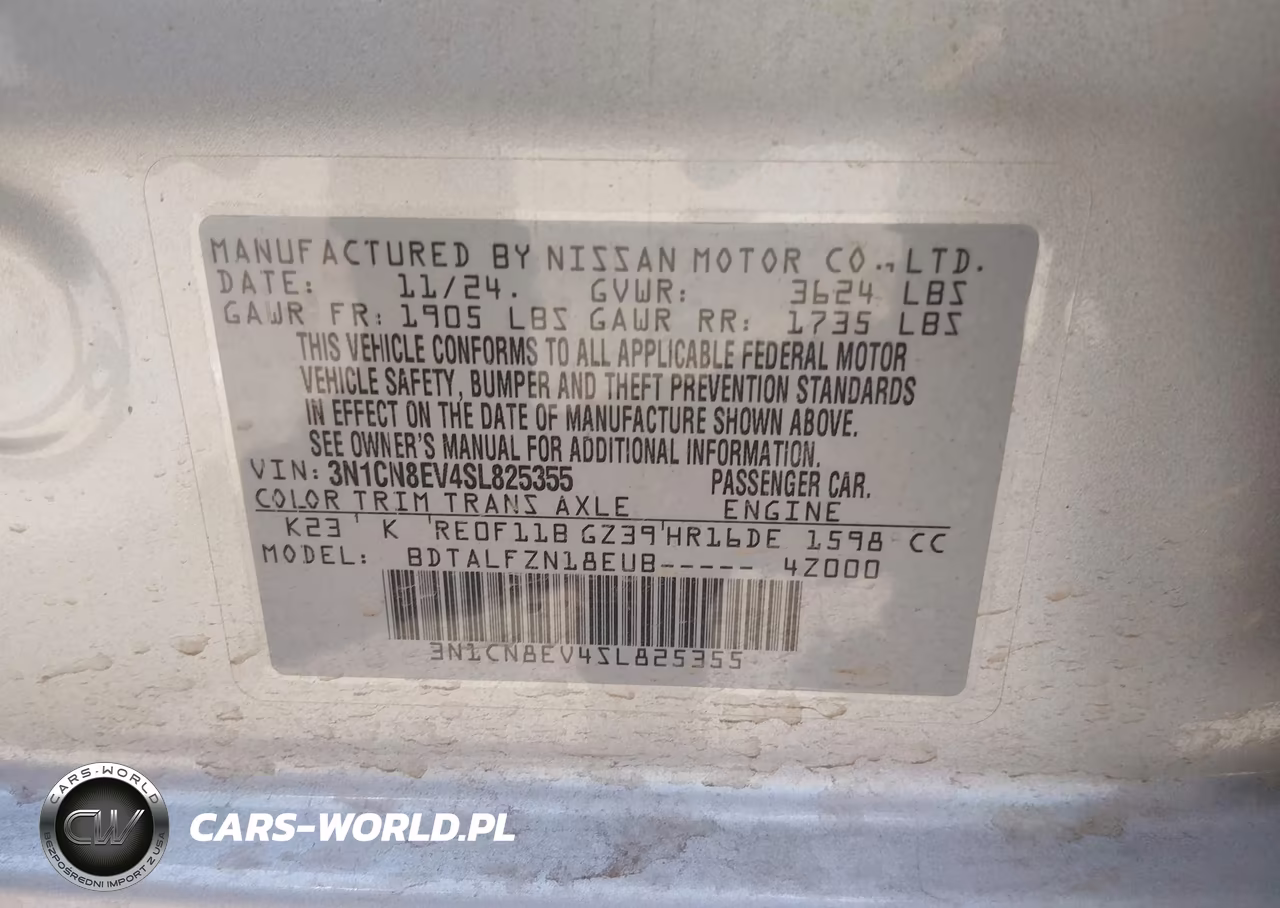 2025 Nissan Versa 1.6 Sv VIN:3N1CN8EV4SL825355 - 9