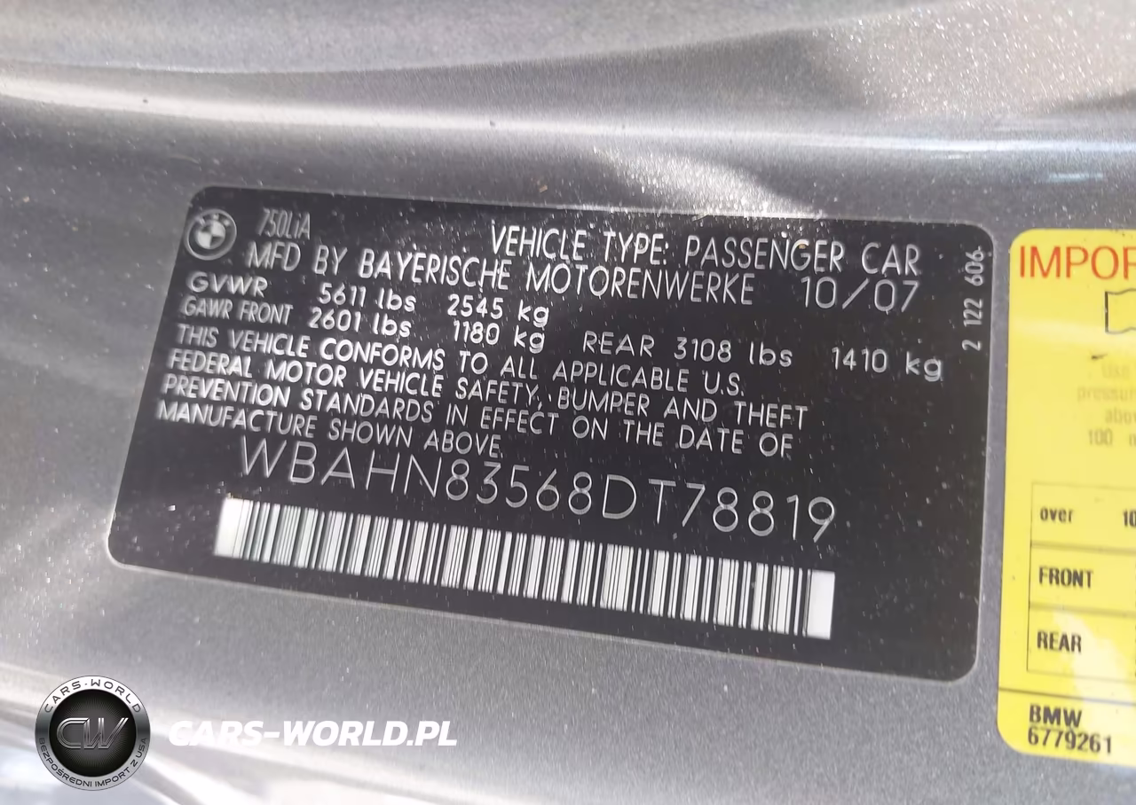 2008 BMW 750Li VIN:WBAHN83568DT78819 - 9