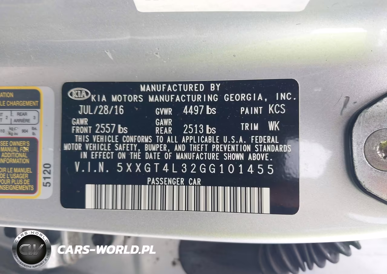 2016 Kia Optima Lx VIN:5XXGT4L32GG101455 - 9