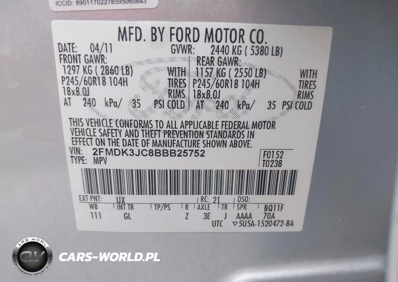 2011 Ford Edge Sel VIN:2FMDK3JC8BBB25752 - 9