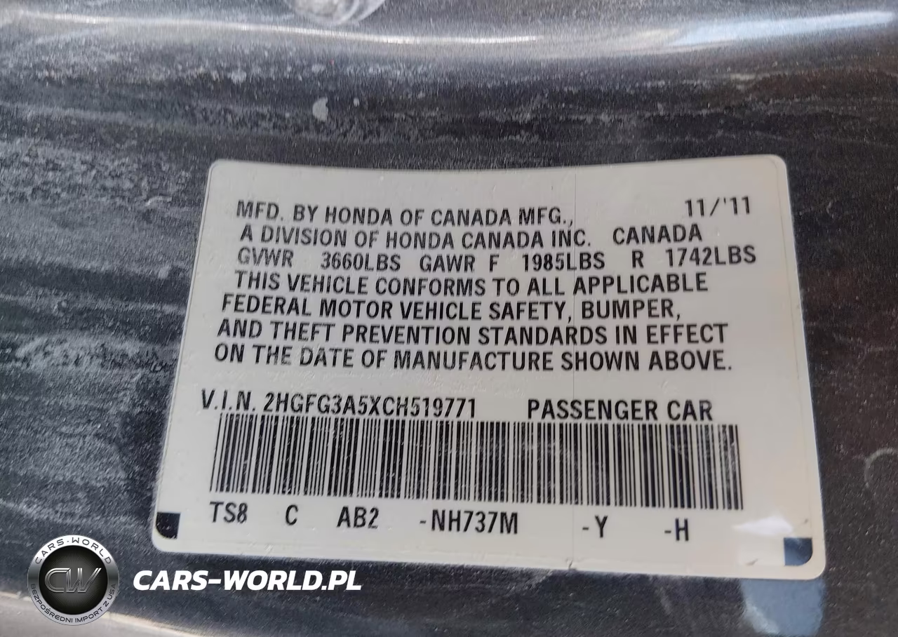 2012 Honda Civic Lx VIN:2HGFG3A5XCH519771 - 9
