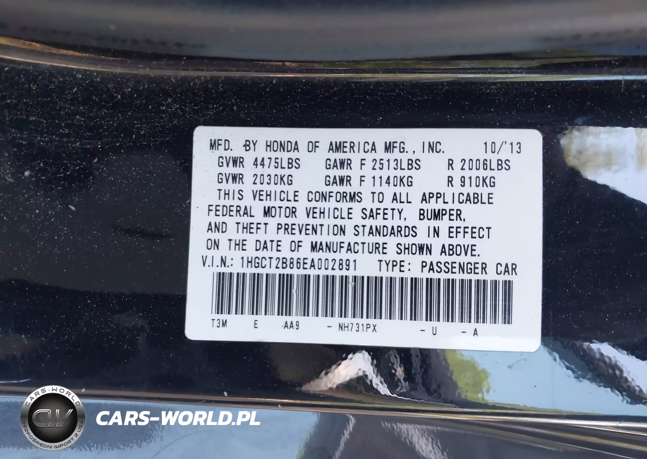 2014 Honda Accord Ex-L V-6 VIN:1HGCT2B86EA002891 - 9