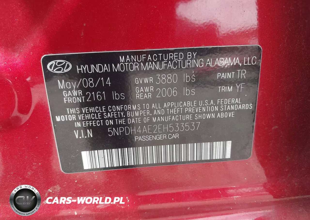 2014 Hyundai Elantra Limited VIN:5NPDH4AE2EH533537 - 9