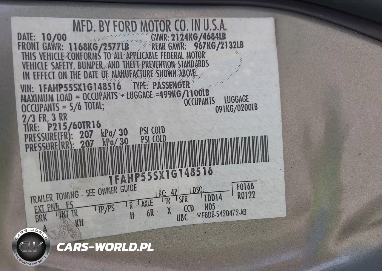 2001 Ford Taurus Ses VIN:1FAHP55SX1G148516 - 9