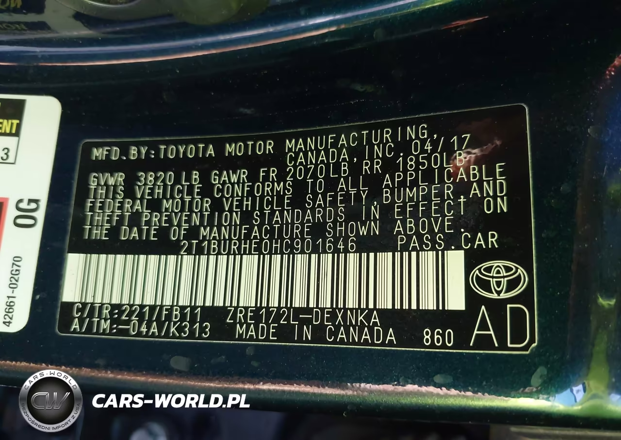 2017 Toyota Corolla Le VIN:2T1BURHE0HC901646 - 9