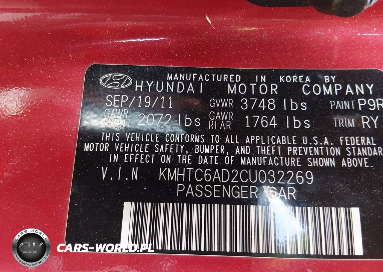 2012 Hyundai Veloster VIN:KMHTC6AD2CU032269 - 9