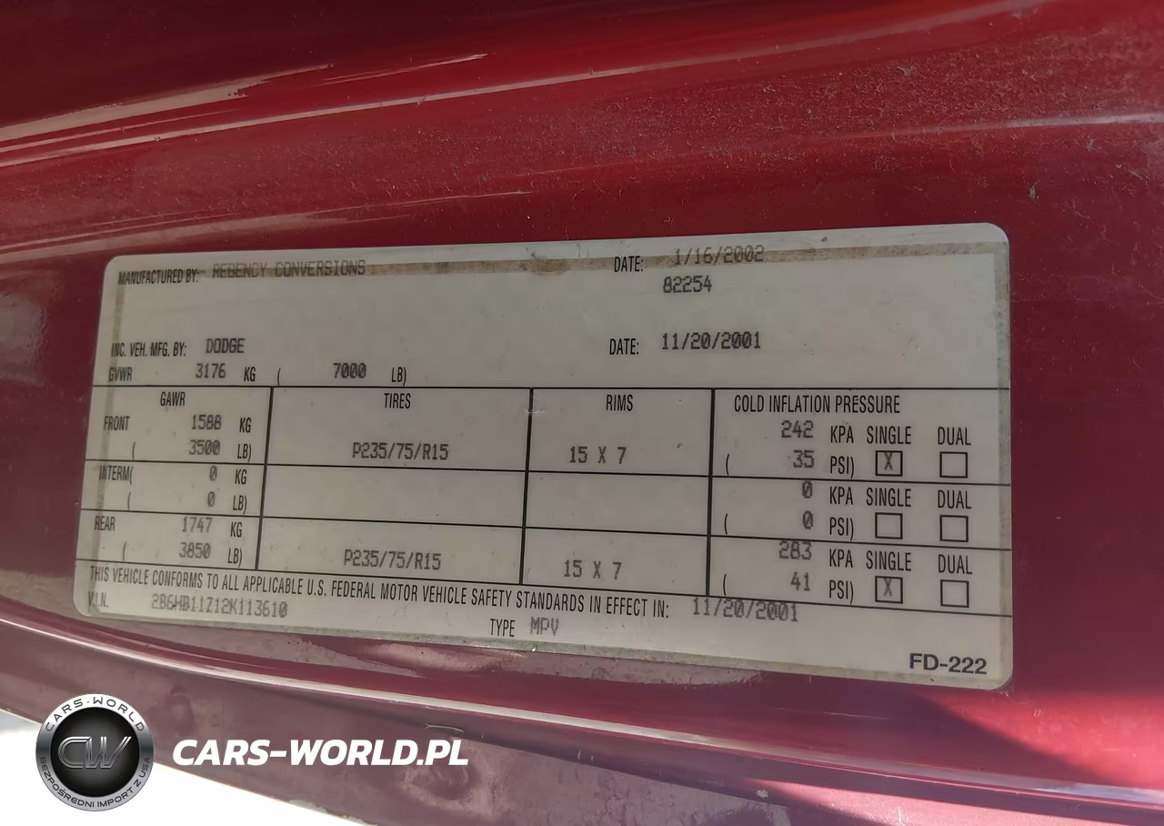 2002 Dodge Ram Van 1500 Conversion VIN:2B6HB11Z12K113610 - 9