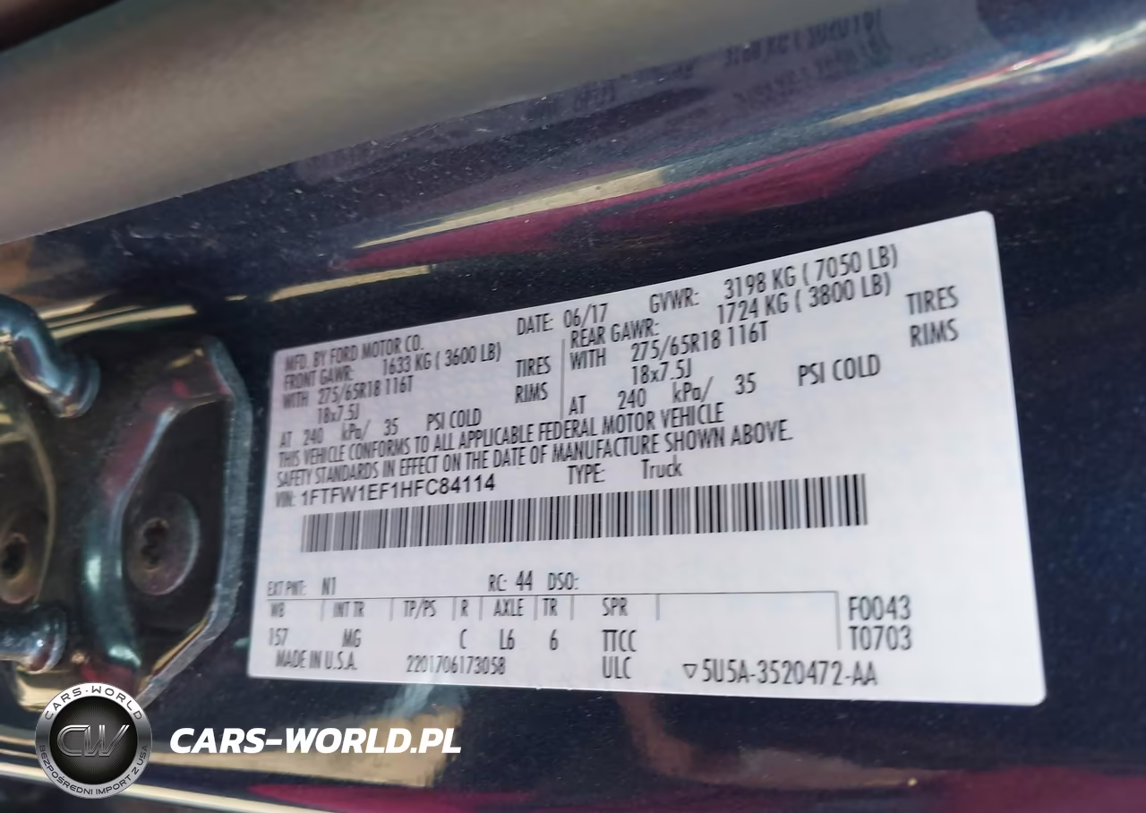 2017 Ford F-150 Xlt VIN:1FTFW1EF1HFC84114 - 9