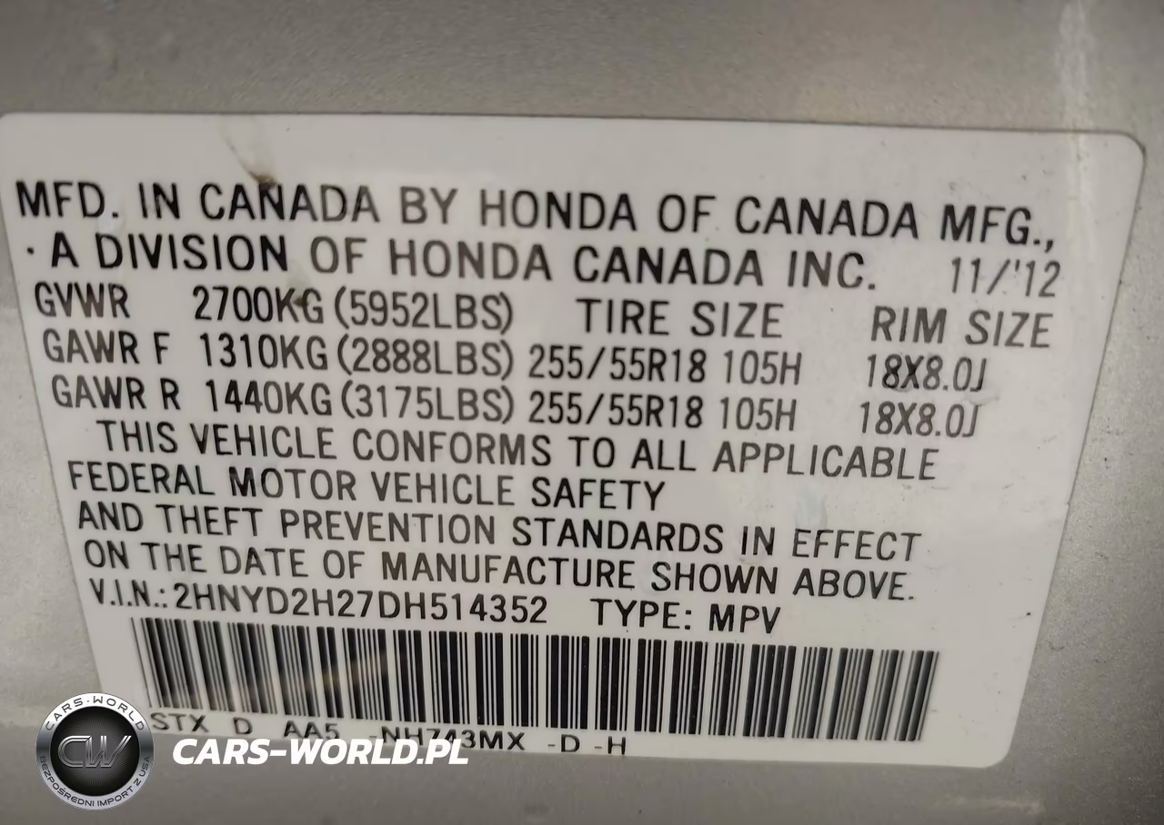 ACURA MDX VIN:2HNYD2H27DH514352 - 9