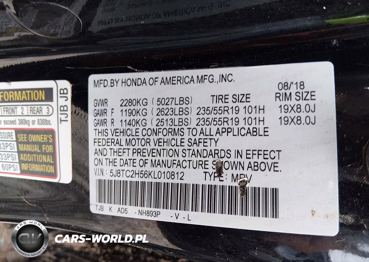 2019 Acura Rdx Technology Package VIN:5J8TC2H56KL010812 - 9