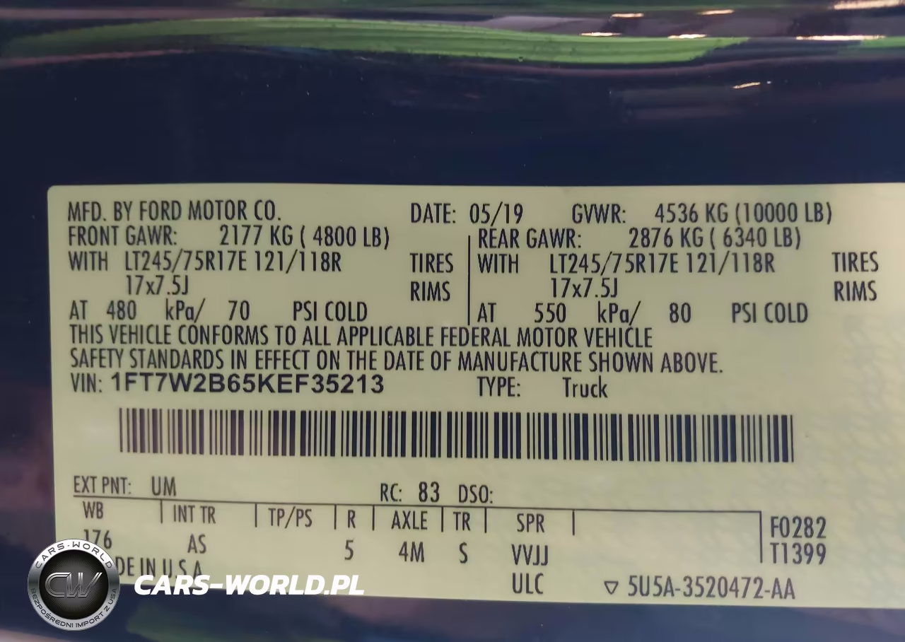 2019 Ford F-250 Xl VIN:1FT7W2B65KEF35213 - 9
