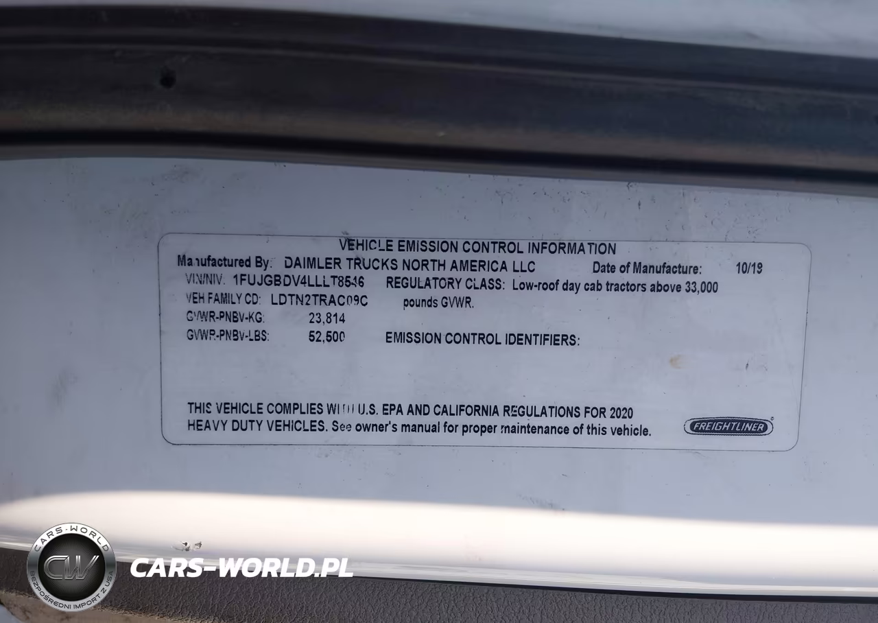 2020 Freightliner Cascadia 113 VIN:1FUJGBDV4LLLT8546 - 8