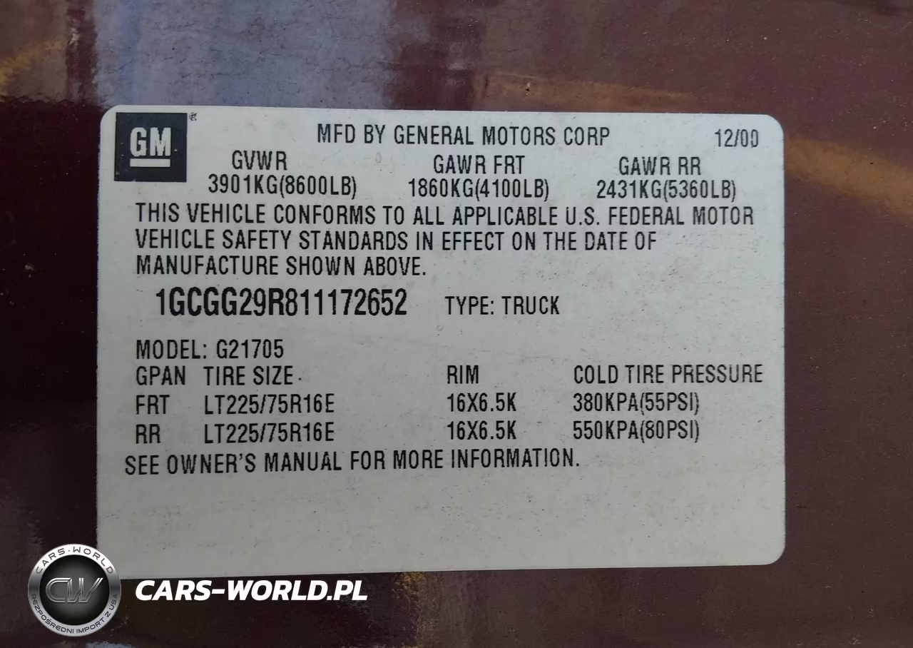 2001 Chevrolet Express VIN:1GCGG29R811172652 - 9