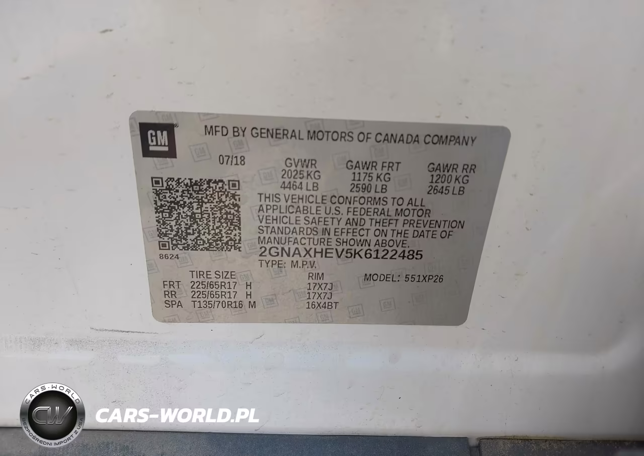 2019 Chevrolet Equinox Ls VIN:2GNAXHEV5K6122485 - 9