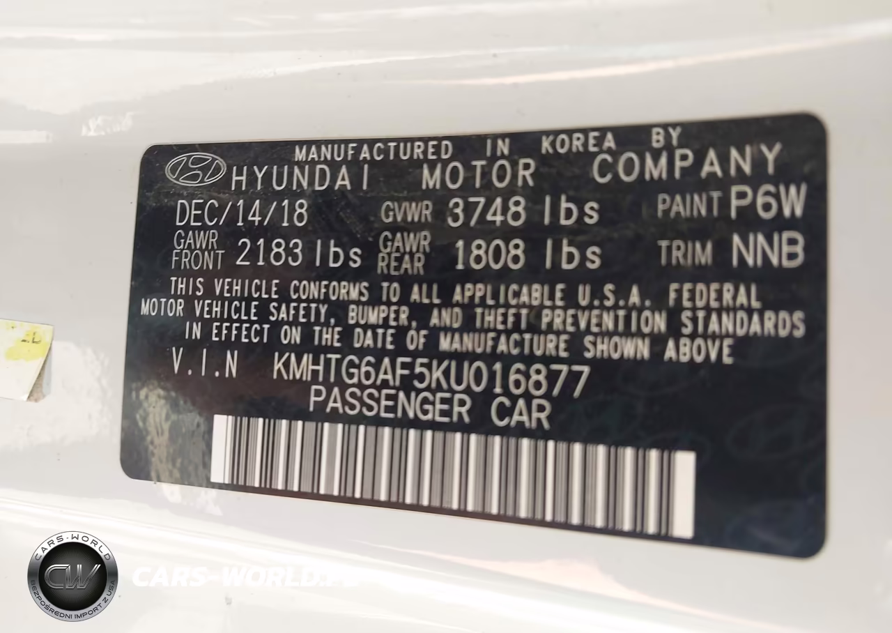 2019 Hyundai Veloster 2.0 VIN:KMHTG6AF5KU016877 - 9