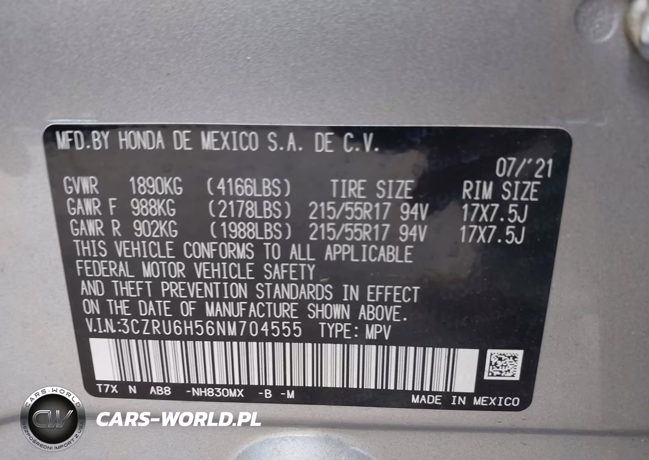 2022 Honda Hr-V Awd Ex VIN:3CZRU6H56NM704555 - 9