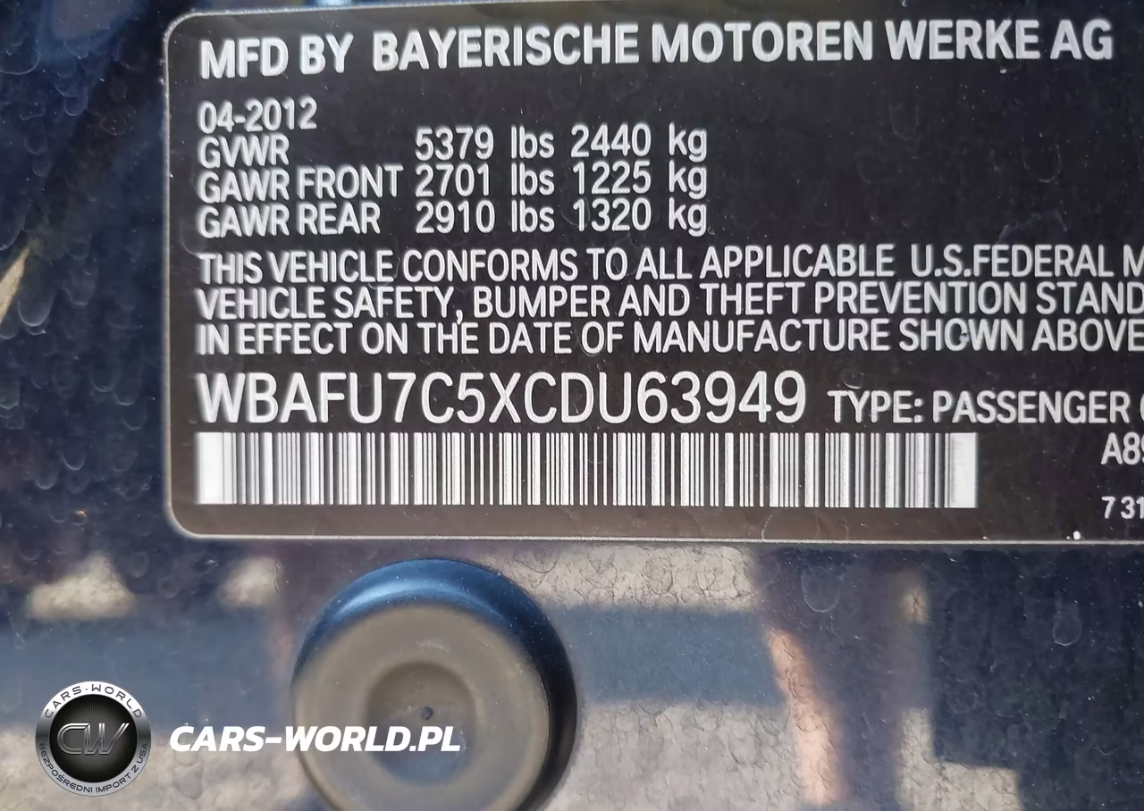 2012 BMW 535I xDrive VIN:WBAFU7C5XCDU63949 - 9