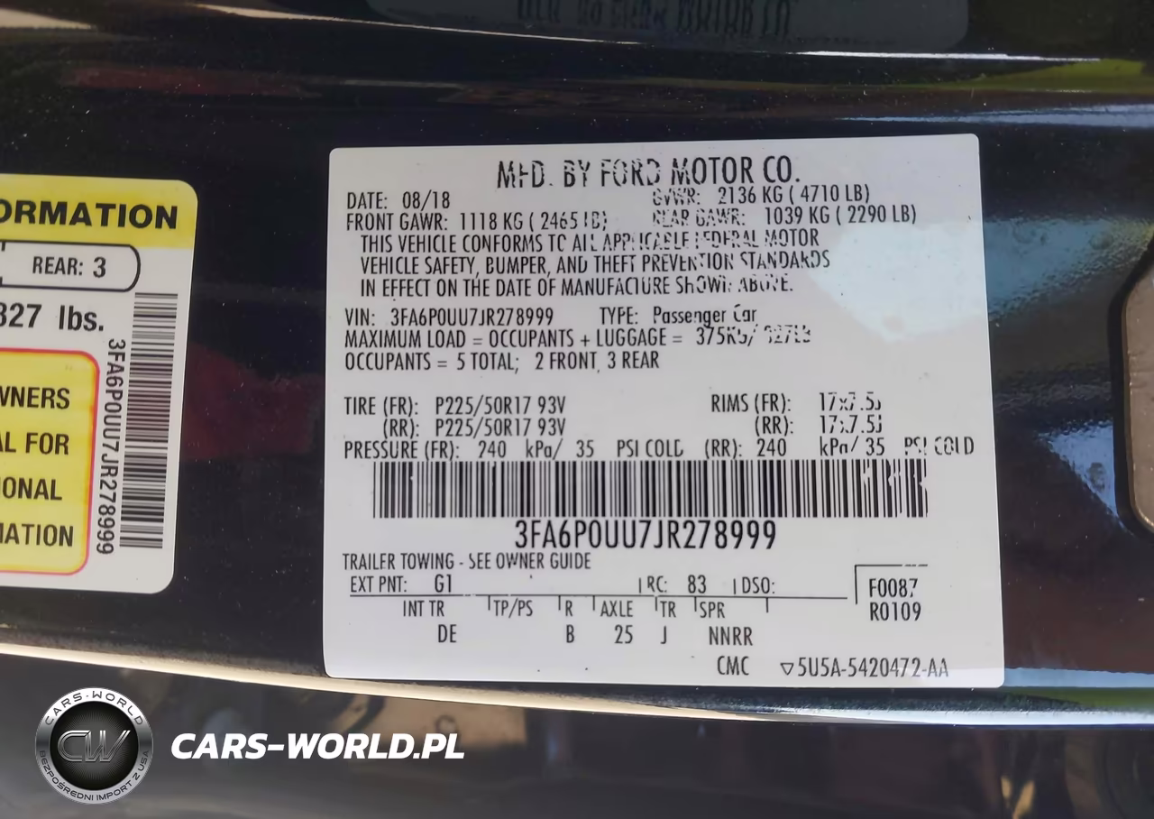 2018 Ford Fusion Hybrid S VIN:3FA6P0UU7JR278999 - 9