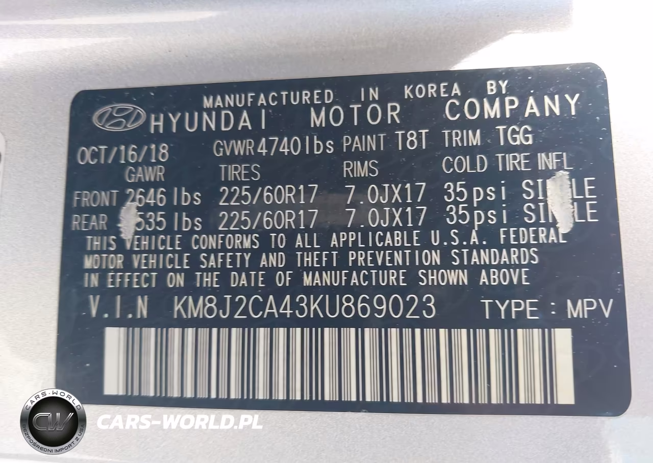 2019 Hyundai Tucson Se VIN:KM8J2CA43KU869023 - 9