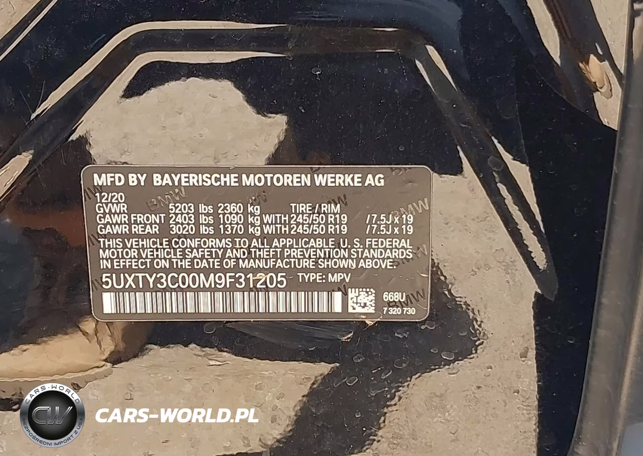 2021 BMW X3 Sdrive30I VIN:5UXTY3C00M9F31205 - 9