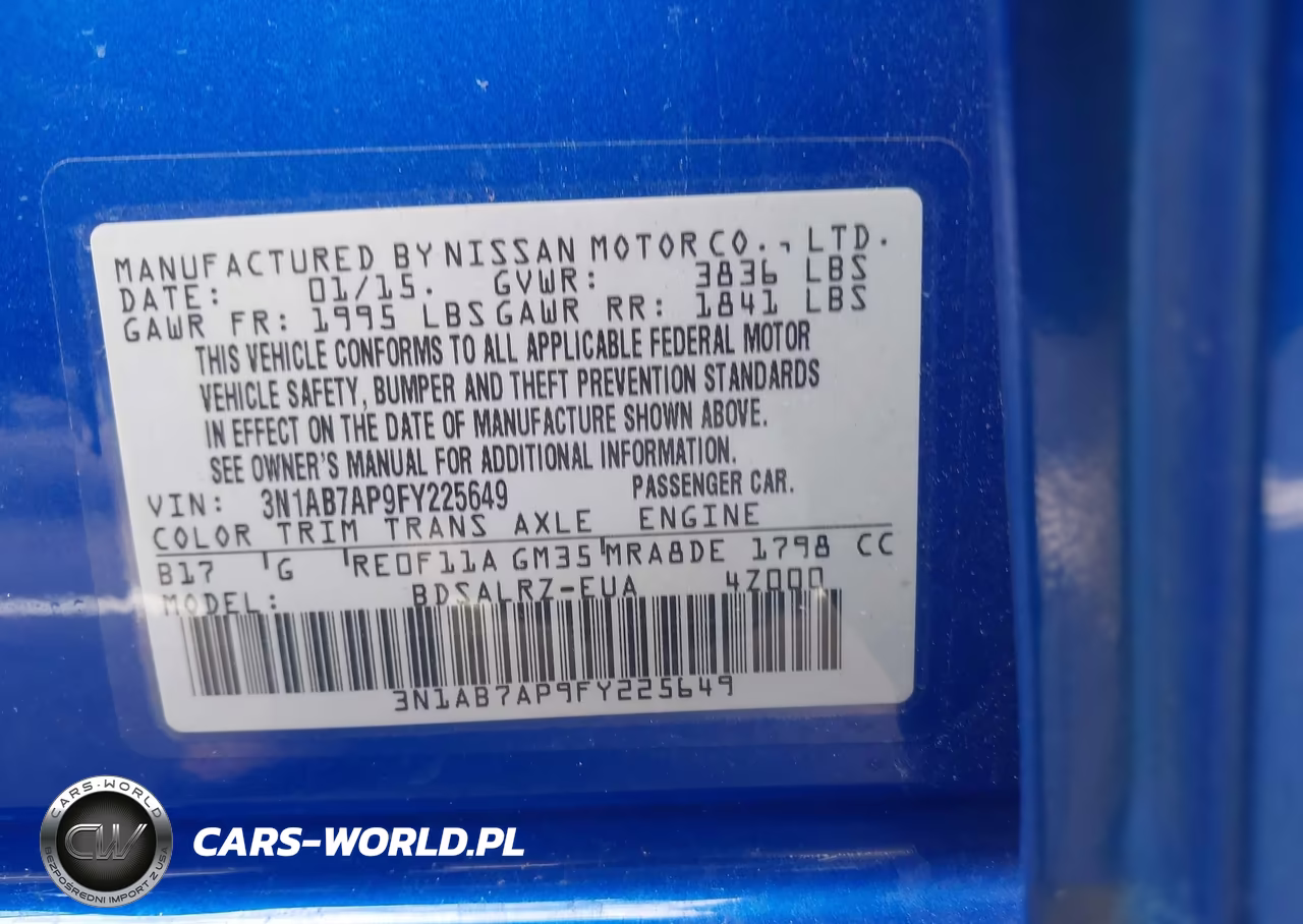 2015 Nissan Sentra Sr VIN:3N1AB7AP9FY225649 - 9