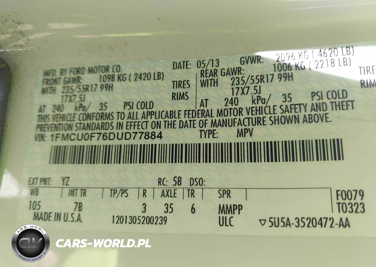 2013 Ford Escape S VIN:1FMCU0F76DUD77884 - 9