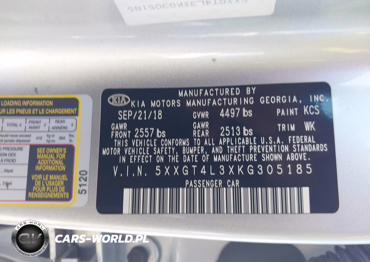 2019 Kia Optima Lx VIN:5XXGT4L3XKG305185 - 9