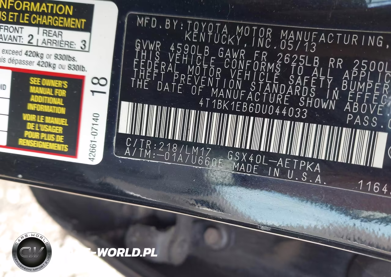 2013 Toyota Avalon Limited VIN:4T1BK1EB6DU044033 - 9