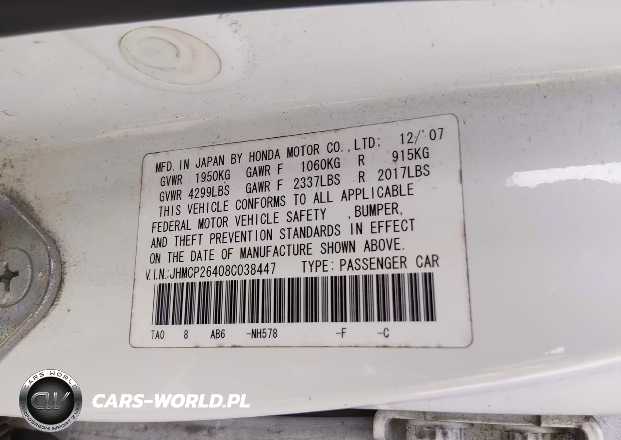 2008 Honda Accord 2.4 Lx-P VIN:JHMCP26408C038447 - 9
