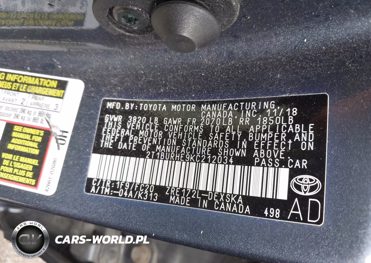 2019 Toyota Corolla Se VIN:2T1BURHE9KC212034 - 9