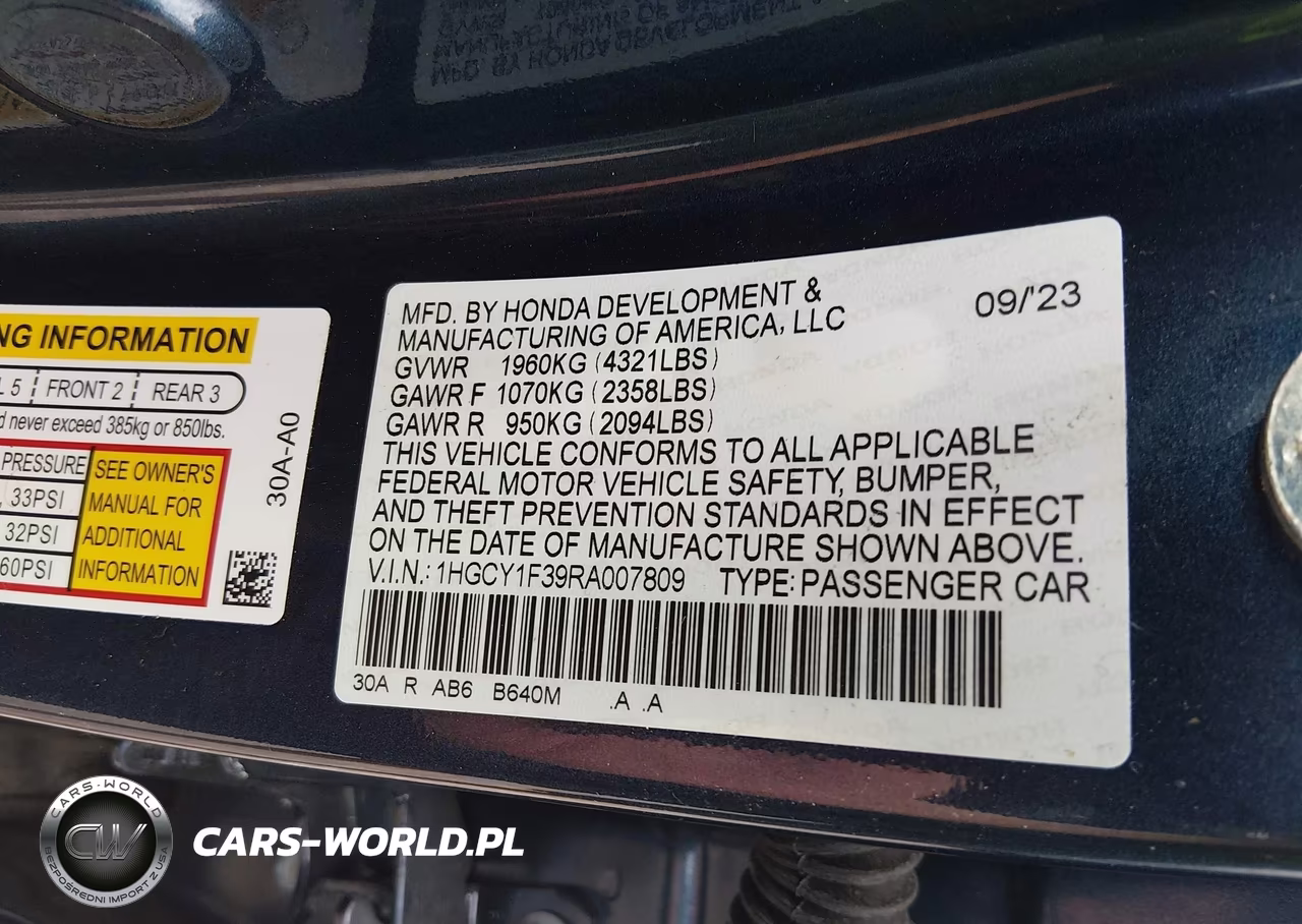 2024 Honda Accord Ex VIN:1HGCY1F39RA007809 - 9