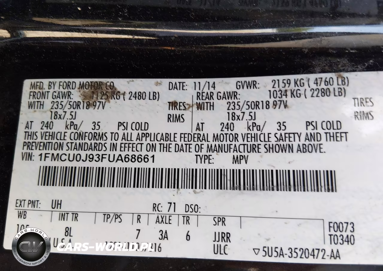 2015 Ford Escape Titanium VIN:1FMCU0J93FUA68661 - 9