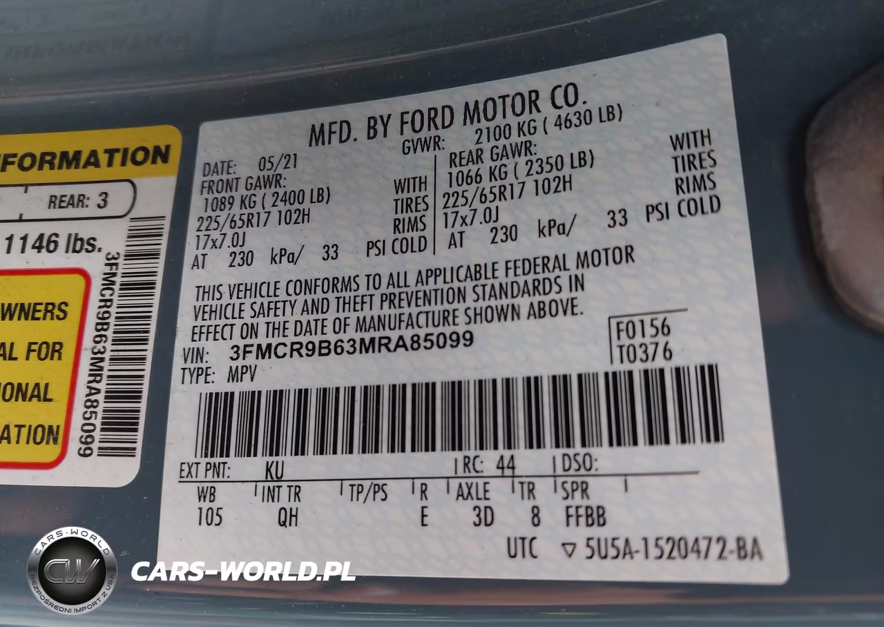 2021 Ford Bronco Sport Big Bend VIN:3FMCR9B63MRA85099 - 9