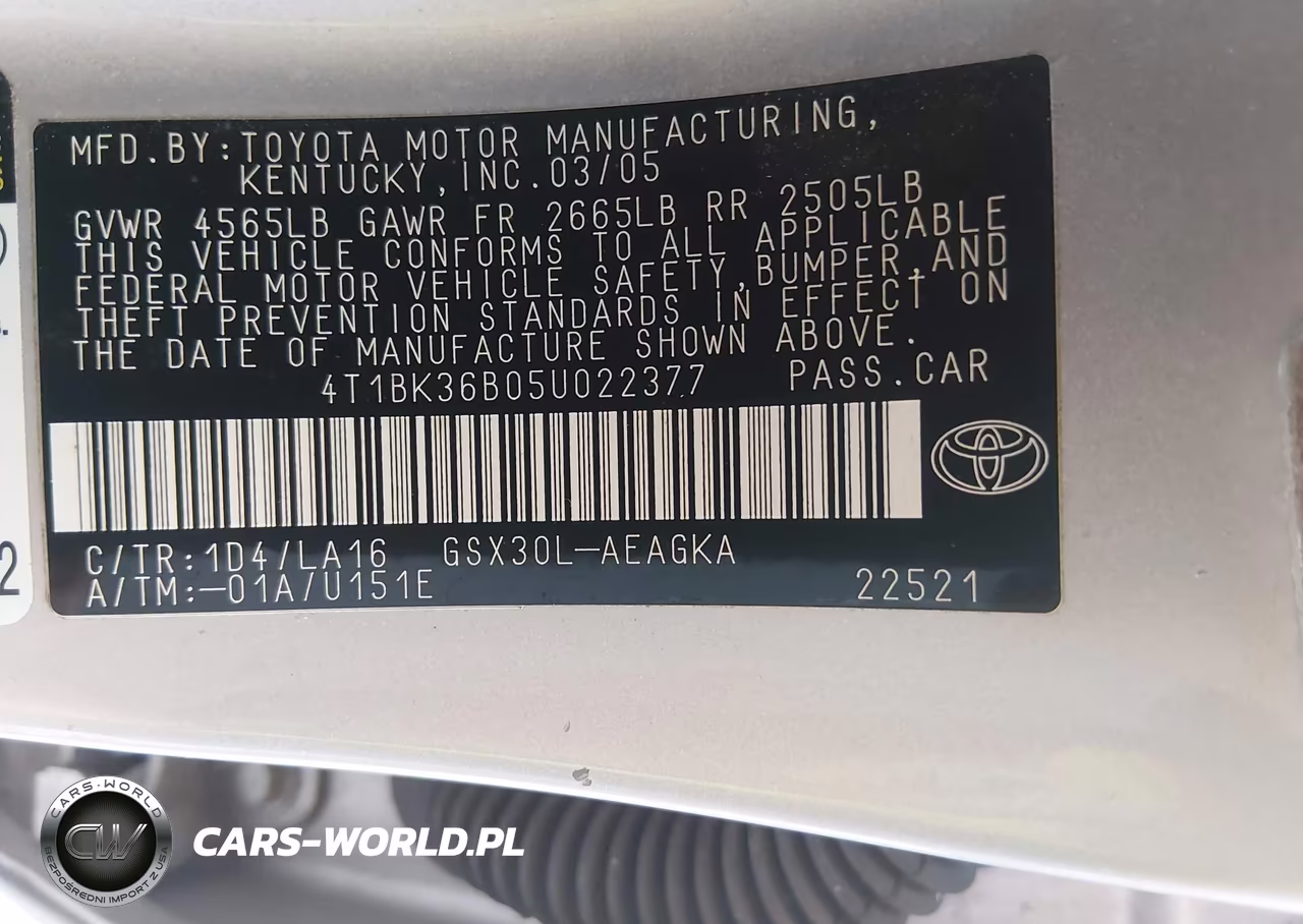 2005 Toyota Avalon Xls VIN:4T1BK36B05U022377 - 9