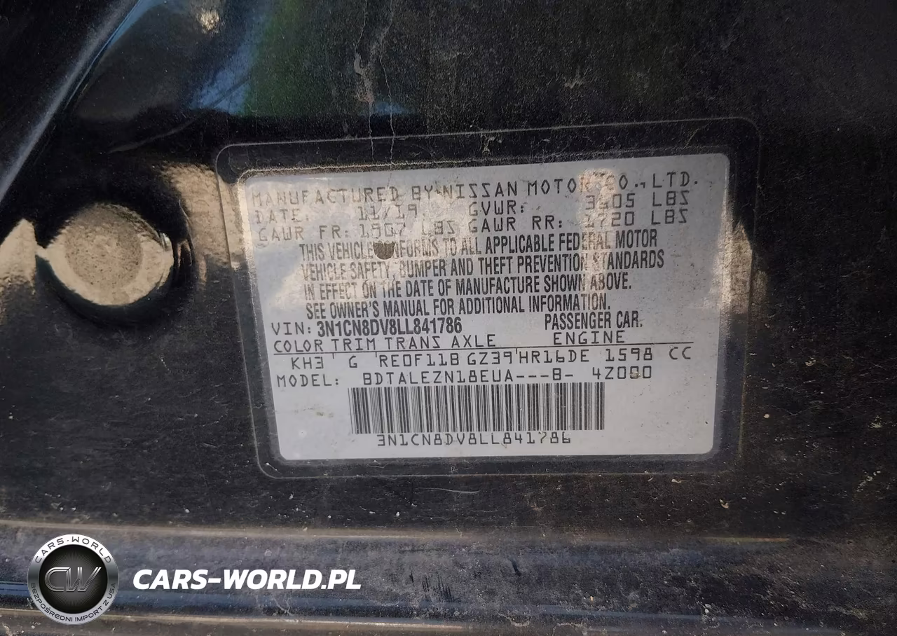2020 Nissan Versa S Xtronic Cvt VIN:3N1CN8DV8LL841786 - 9
