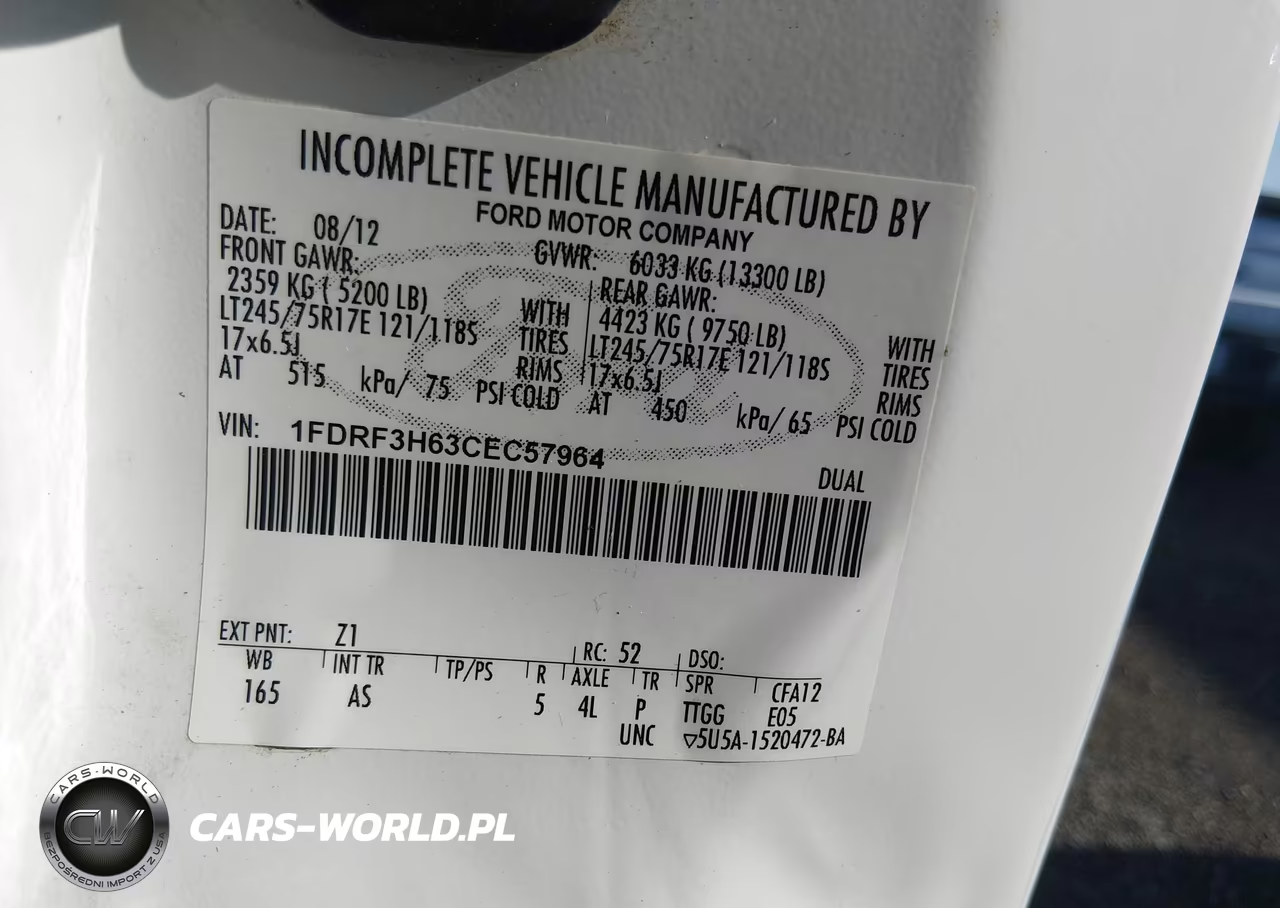 2012 Ford F-350 Chassis Xl VIN:1FDRF3H63CEC57964 - 9