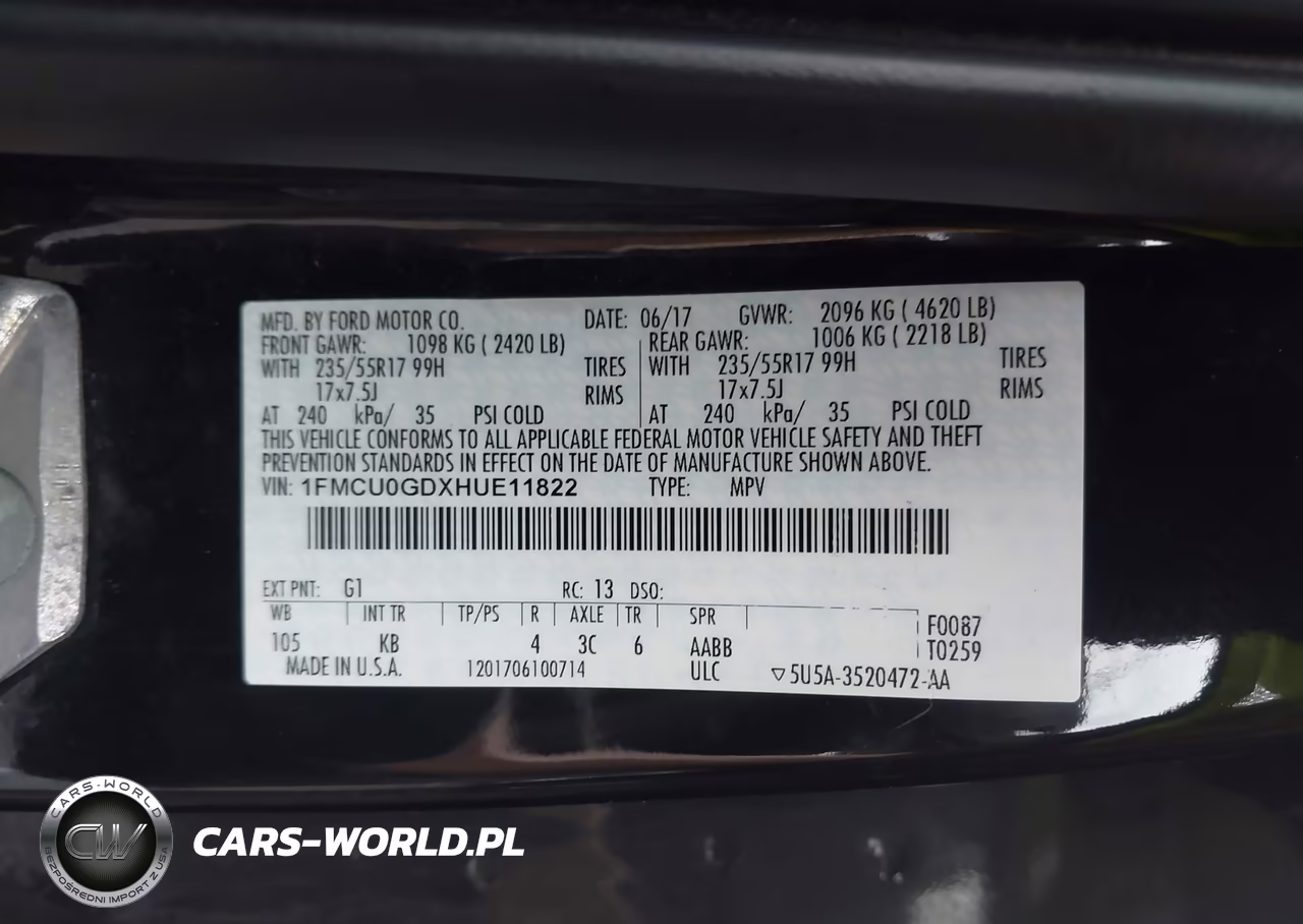 2017 Ford Escape Se VIN:1FMCU0GDXHUE11822 - 9
