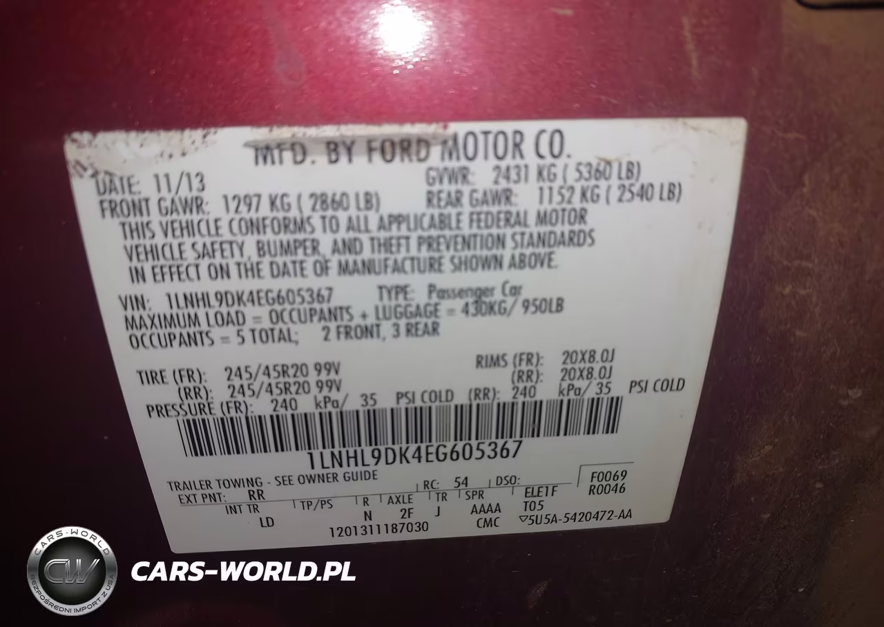 2014 Lincoln Mks VIN:1LNHL9DK4EG605367 - 9