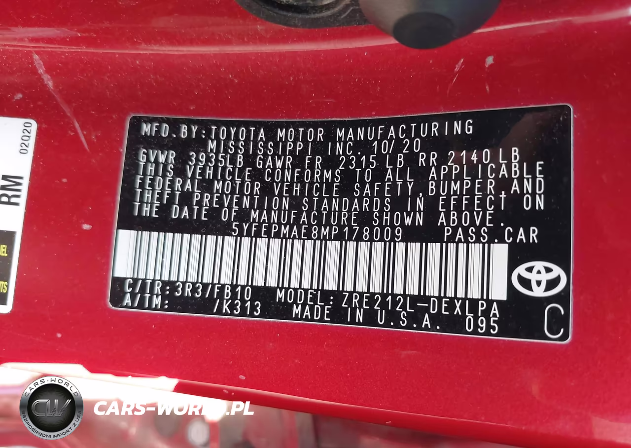 2021 Toyota Corolla Le VIN:5YFEPMAE8MP178009 - 9