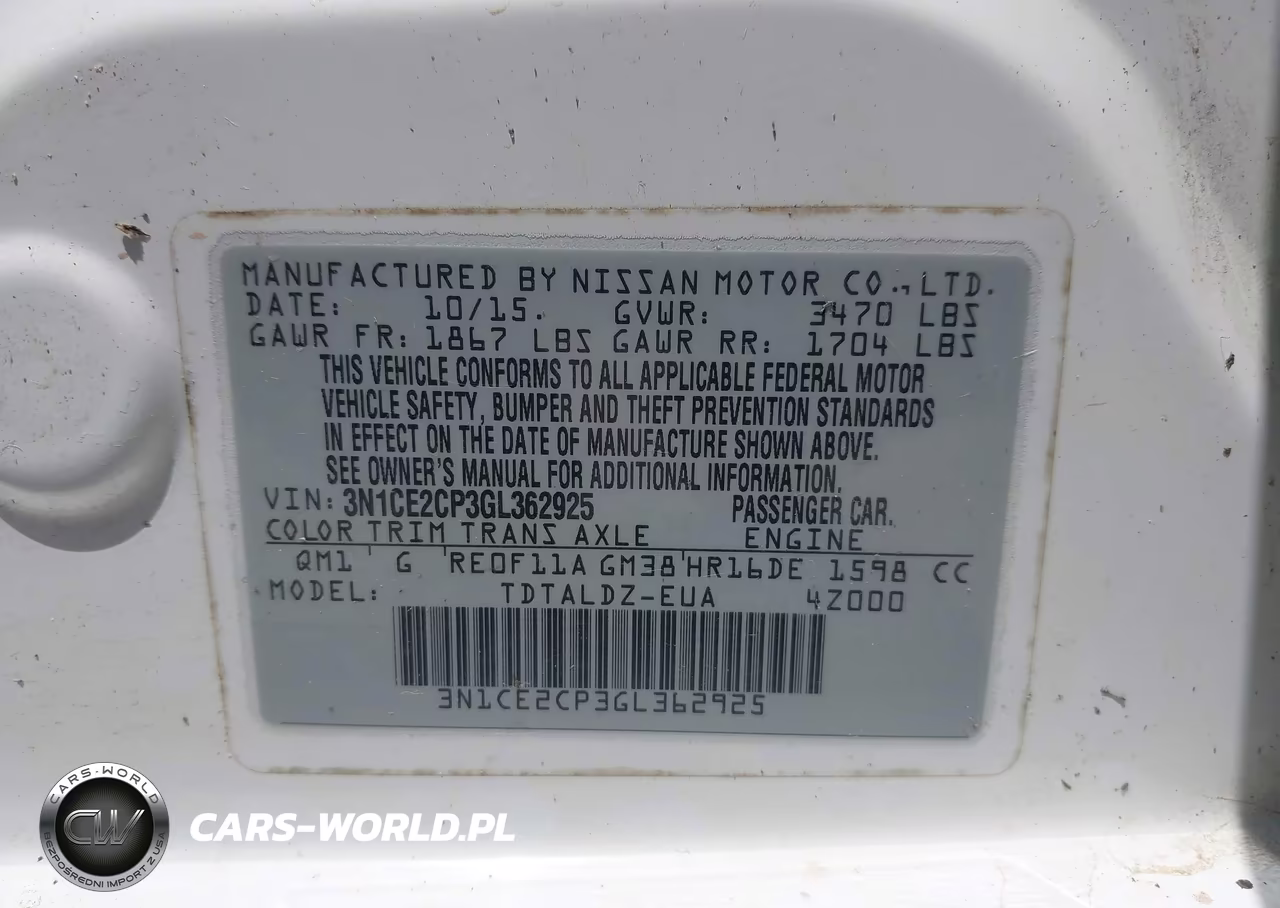2016 Nissan Versa Note S (Sr)-S Plus-Sl-Sr-Sv VIN:3N1CE2CP3GL362925 - 9