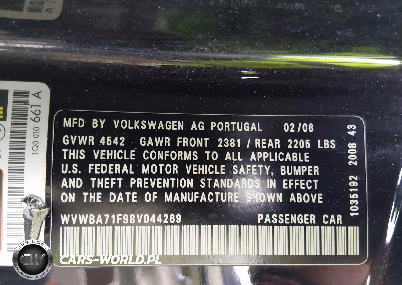 2008 Volkswagen Eos Komfort VIN:WVWBA71F98V044269 - 9