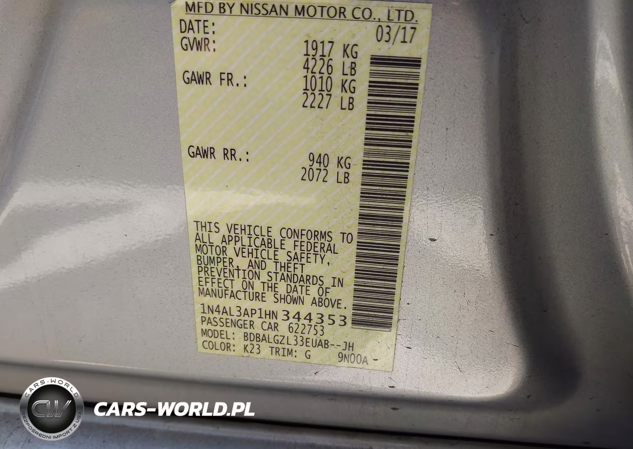 2017 Nissan Altima 2.5 S VIN:1N4AL3AP1HN344353 - 9