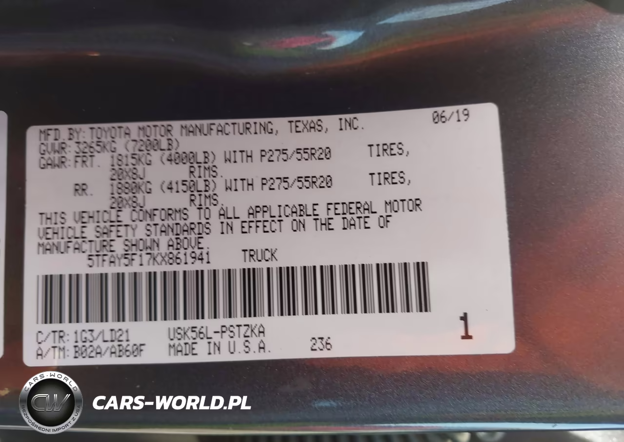2019 Toyota Tundra 1794 5.7L V8 VIN:5TFAY5F17KX861941 - 9