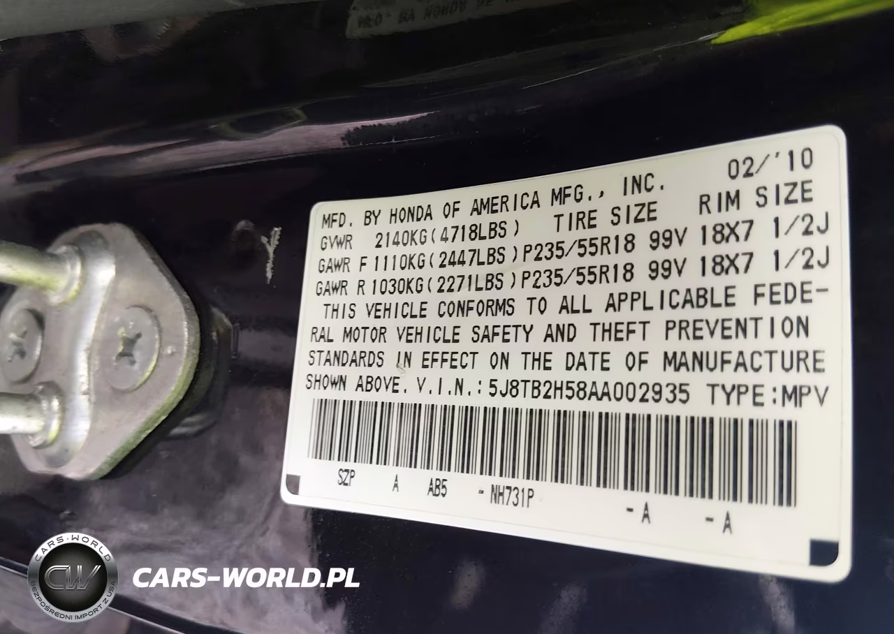 2010 Acura Rdx VIN:5J8TB2H58AA002935 - 9