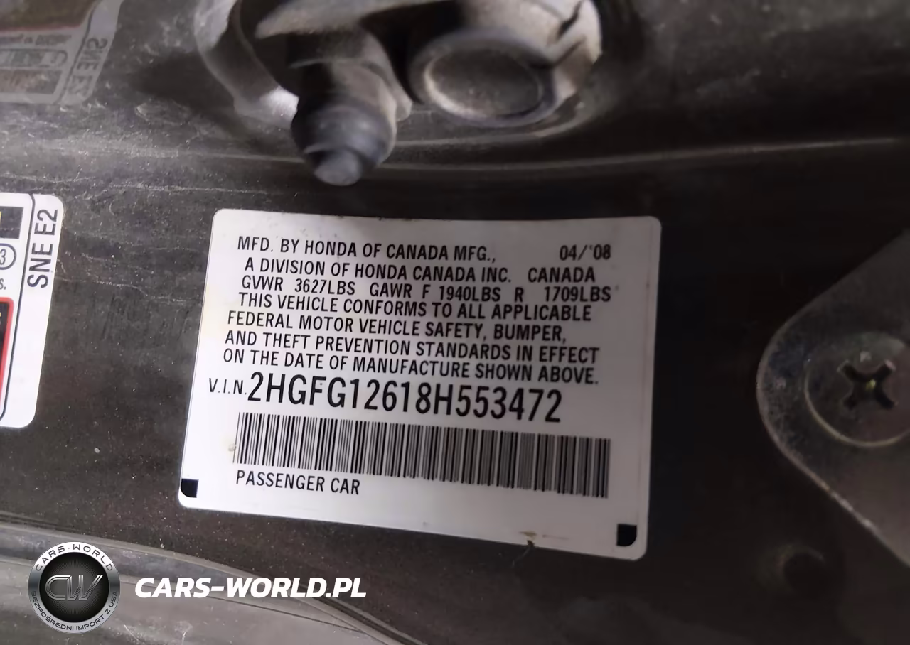 2008 Honda Civic Lx VIN:2HGFG12618H553472 - 9
