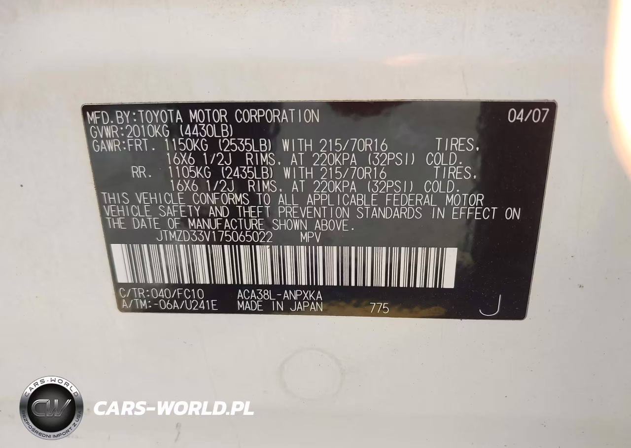 2007 Toyota Rav4 VIN:JTMZD33V175065022 - 9