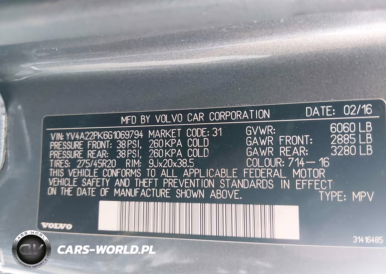 2016 Volvo Xc90 T6 Momentum VIN:YV4A22PK6G1069794 - 9