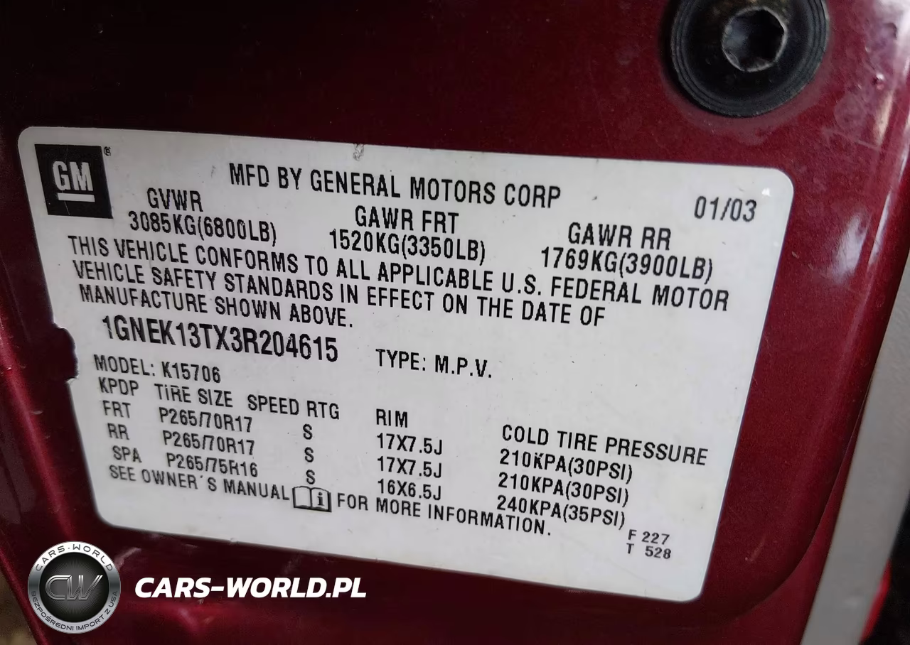 2003 Chevrolet Tahoe Z71 VIN:1GNEK13TX3R204615 - 9