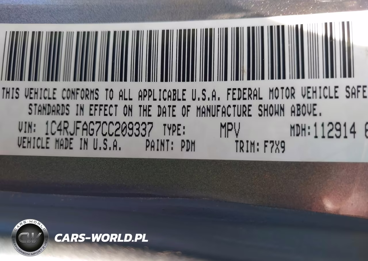 2012 Jeep Grand Cherokee Laredo VIN:1C4RJFAG7CC209337 - 9