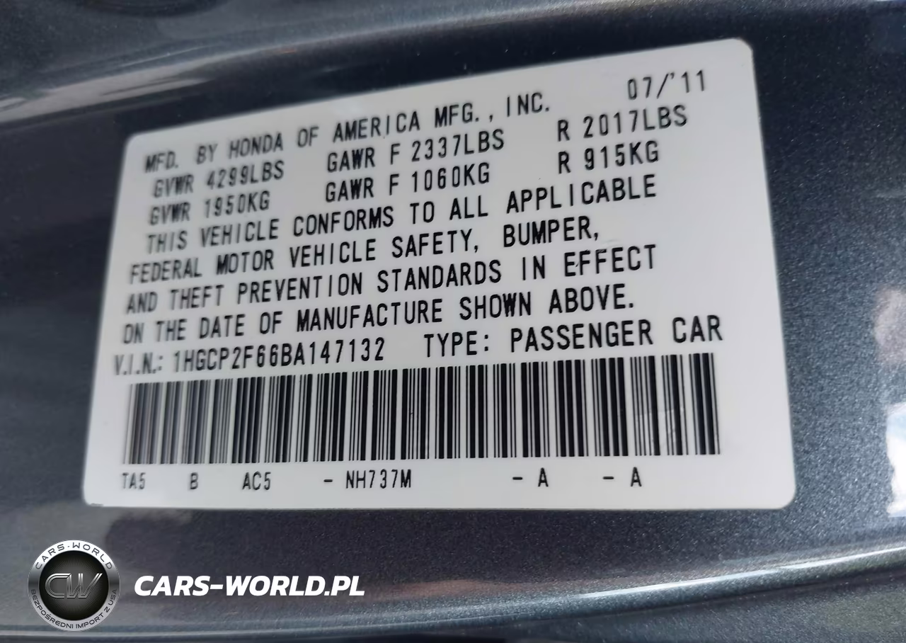 2011 Honda Accord 2.4 Se VIN:1HGCP2F66BA147132 - 9